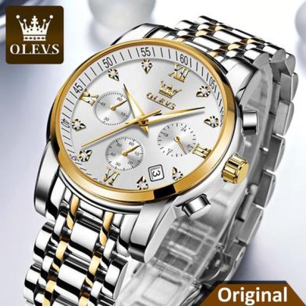OLEVS 2858 Chronograph Stainless Steel Men's Watch - White