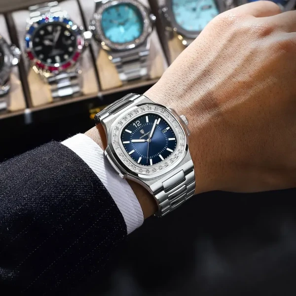 Poedagar 918  Luxury Quartz Fashion Square  Stainless Steel Men watch