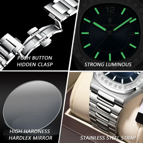 Poedagar 918  Luxury Quartz Fashion Square  Stainless Steel Men watch