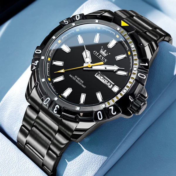 Olevs 5560 luxury fashion stainless steel  Men's Watch - Black