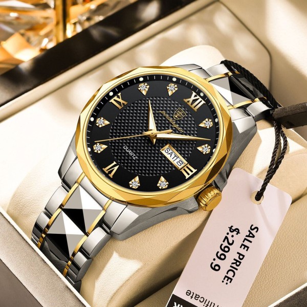 POEDAGAR 998  Luxury Casual  High Quality Quartz Men's Watch - Black