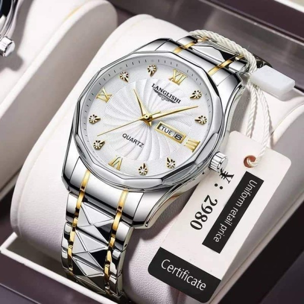 LANGLISHI 818 New Design Quartz Watch for Men- White