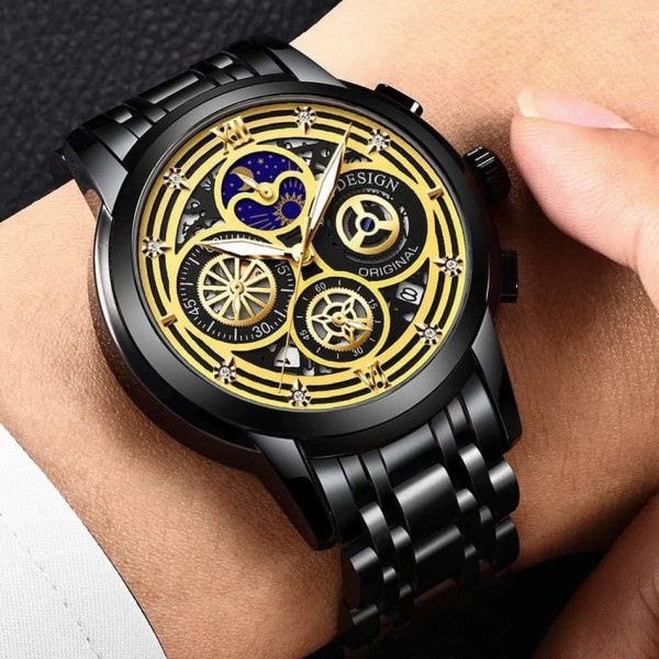 LIGE 8942 Stainless Steel Chronograph Watch For Men - Black