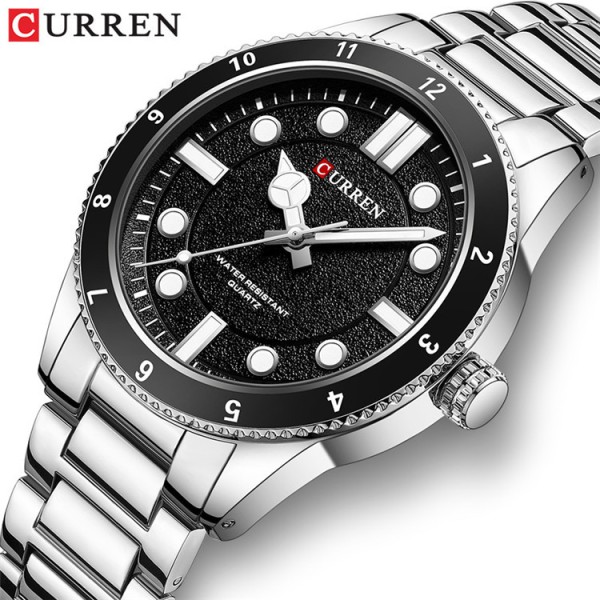 CURREN 8450 Luxury Stainless Steel Quartz Men Watch - Silver & Black