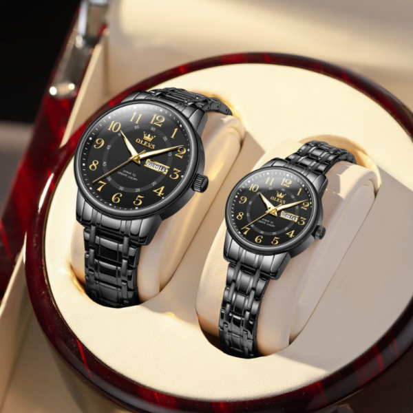 OLEVS 2891  Fashion Quartz Couple  Watch - Black