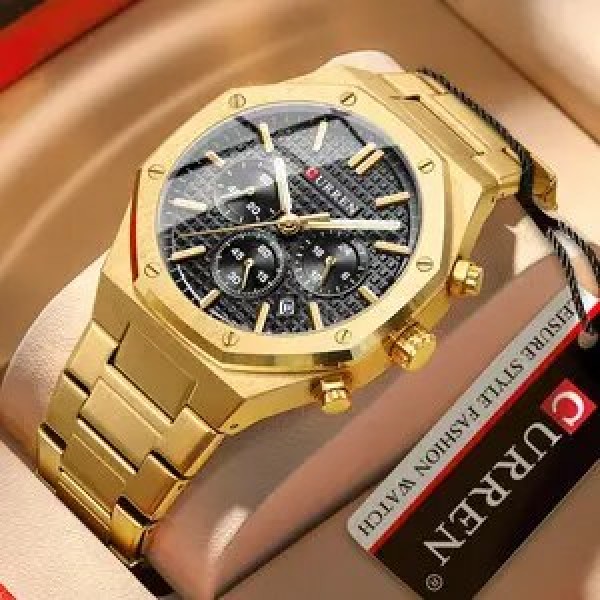 CURREN 8440 Luxury Stainless Steel Quartz   Men Watch -Golden/Black