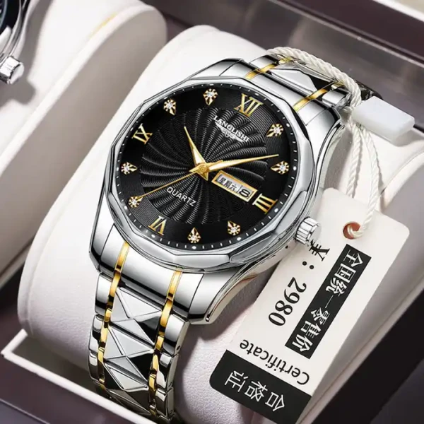 LANGLISHI 818 New Design Quartz Watch For Men- Black