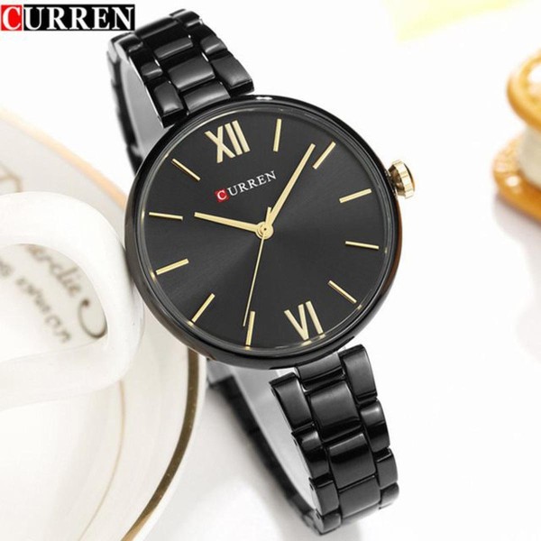 CURREN 9017 Stainless Steel Analog Watch For Women- Black
