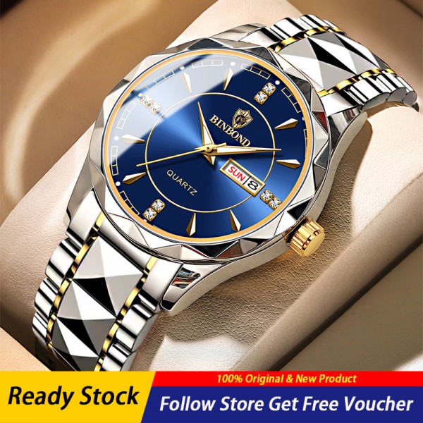 BINBOND B5552 Luminous Multifunctional Business Calendar Quartz Watch