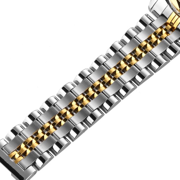 SKMEI 9268 japan movement quartz Stainless Steel Wristwatch for Men's- Silver Gold & Black