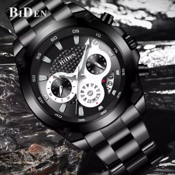 BIDEN 0093 Jam Tangan Pria Fashion Masculine Business Stainless Steel Band Watch