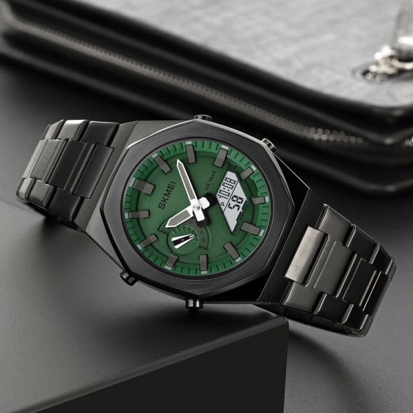 SKMEI 1816 Stylish Premium Quality Quartz Watch Man For-Black & Green