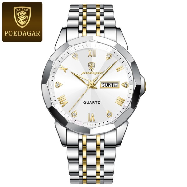 Poedagar 810 Diamond cart Stainless Steel Quartz Men watch - Blue