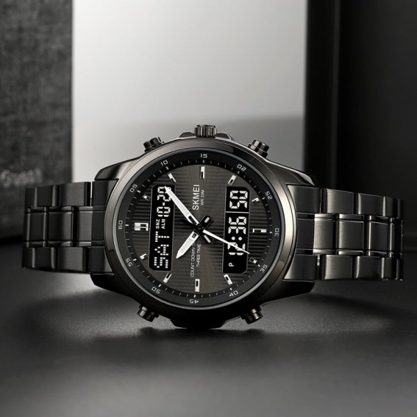 SKMEI 2049 Dual Display Electronic Multifunctional Men Watch - Black